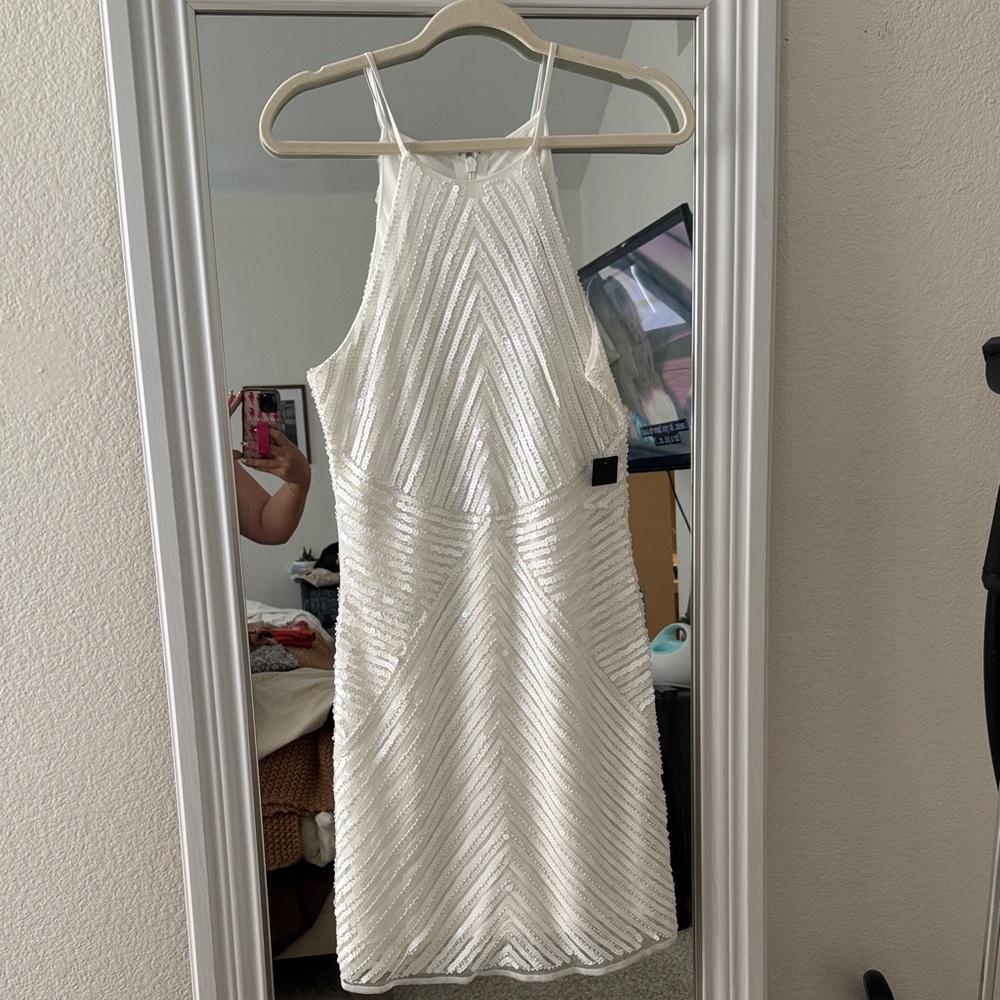 Elegant White Sequin Dress